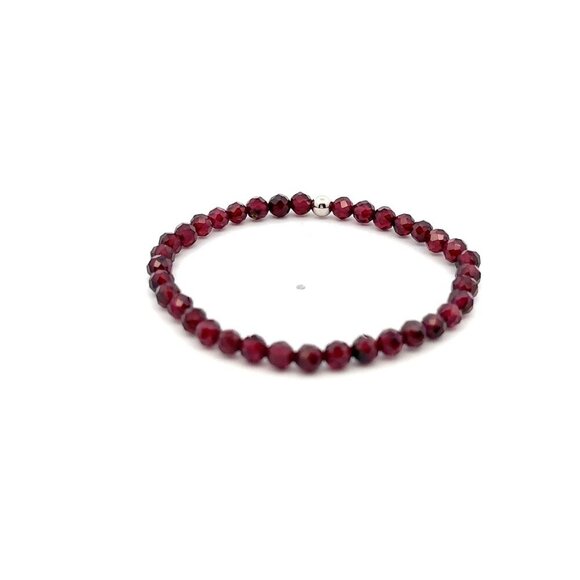 Natural Garnet Gemstone Mini 3mm 18K White Gold Charm Bead January Birthstone - Picture 4 of 5